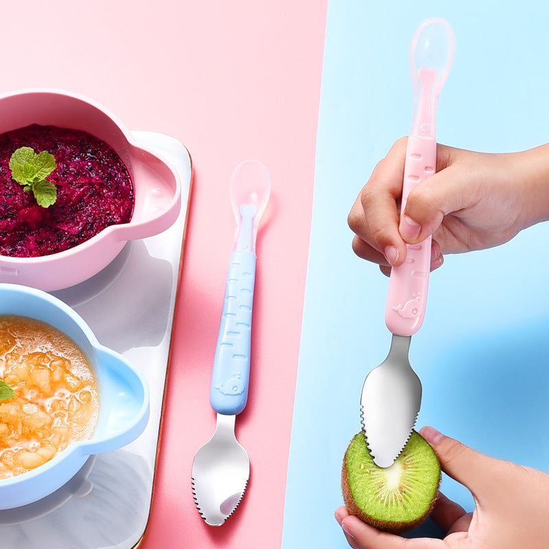 Double-headed Fruit Scraping Baby Spoon