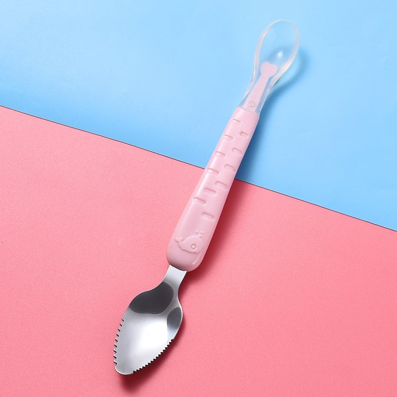 Double-headed Fruit Scraping Baby Spoon